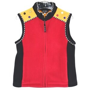 Vintage 90s Artemis Seattle Fleece Vest Colorful Button Accent Sleeveless Jacket